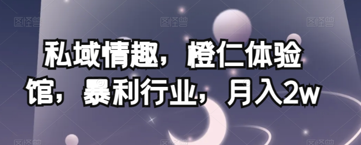 私域情趣，橙仁体验馆，暴利行业，月入2w【揭秘】-网络创业副业兼职学习网