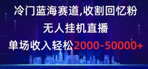 冷门蓝海赛道，收割回忆粉，无人挂机直播，单场收入轻松2000-5w+【揭秘】-网络创业副业兼职学习网