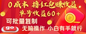 全新平台，0成本撸红包赚收益，单号收益60+，可批量复制，无脑操作，小白有手就行【揭秘】-网络创业副业兼职学习网