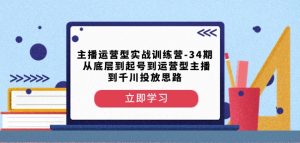 主播运营型实战训练营-第34期从底层到起号到运营型主播到千川投放思路-网络创业副业兼职学习网