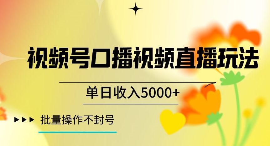 视频号囗播视频直播玩法，单日收入5000+，批量操作不封号【揭秘】-网络创业副业兼职学习网