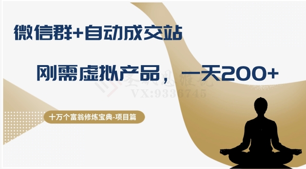 十万个富翁修炼宝典之8.微信群+自动成交站，刚需虚拟产品，一天200+-网络创业副业兼职学习网