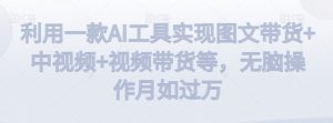 利用一款AI工具实现图文带货+中视频+视频带货等，无脑操作月如过万【揭秘】-网络创业副业兼职学习网