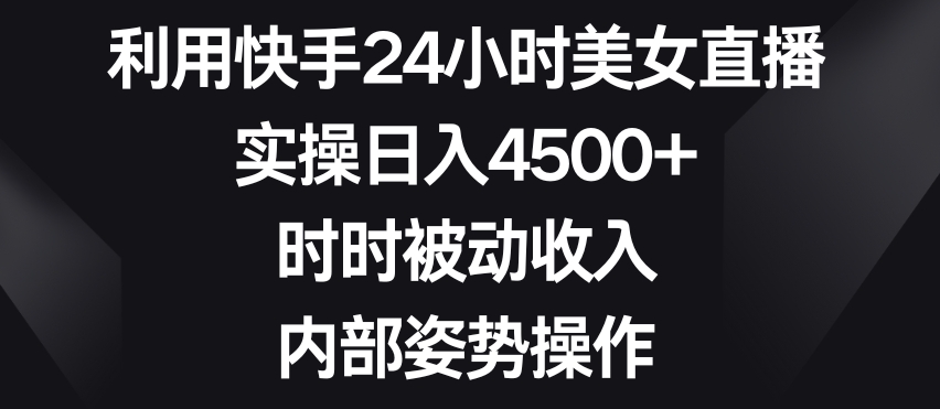 利用快手24小时美女直播，实操日入4500+，时时被动收入，内部姿势操作【揭秘】-网络创业副业兼职学习网