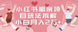 小红书相亲项目玩法拆解，有人通过这个副业项目做到了月收入2万多【揭秘】-网络创业副业兼职学习网
