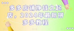 多多店铺挣钱之起店，2024年最新拼多多教程-网络创业副业兼职学习网