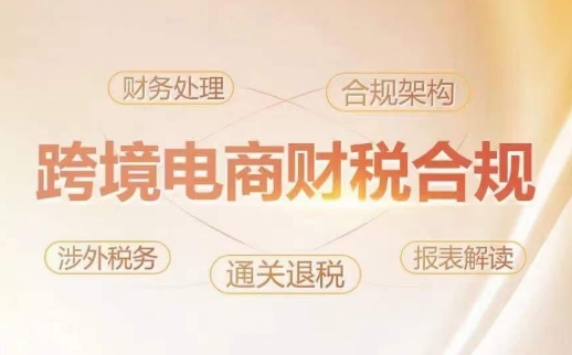 跨境老板财税合规特训营，规避财税风险、提升企业利润-网络创业副业兼职学习网