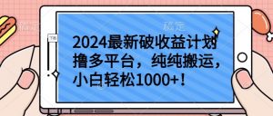 2024最新破收益计划撸多平台,纯纯搬运,小白轻松1000+【揭秘】-网络创业副业兼职学习网
