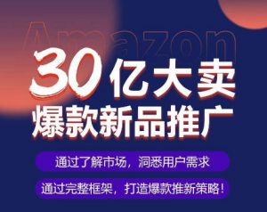 亚马逊·30亿大卖爆款新品推广，可复制、全程案例实操的爆款推新SOP-网络创业副业兼职学习网