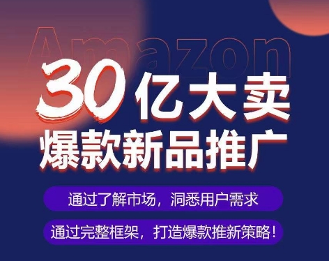 亚马逊·30亿大卖爆款新品推广，可复制、全程案例实操的爆款推新SOP-网络创业副业兼职学习网