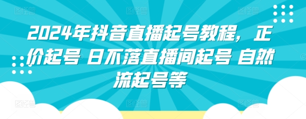 2024年抖音直播起号教程，正价起号 日不落直播间起号 自然流起号等-网络创业副业兼职学习网