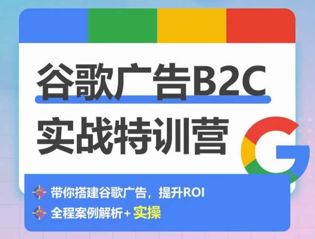 谷歌广告B2C实战特训营，500+谷歌账户总结经验，实战演示如何从0-1搭建广告账户-网络创业副业兼职学习网