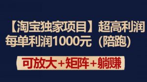 【淘宝独家项目】超高利润:每单利润1000元【揭秘】-网络创业副业兼职学习网