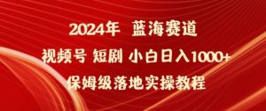 2024年视频号短剧新玩法小白日入1000+保姆级落地实操教程【揭秘】-网络创业副业兼职学习网