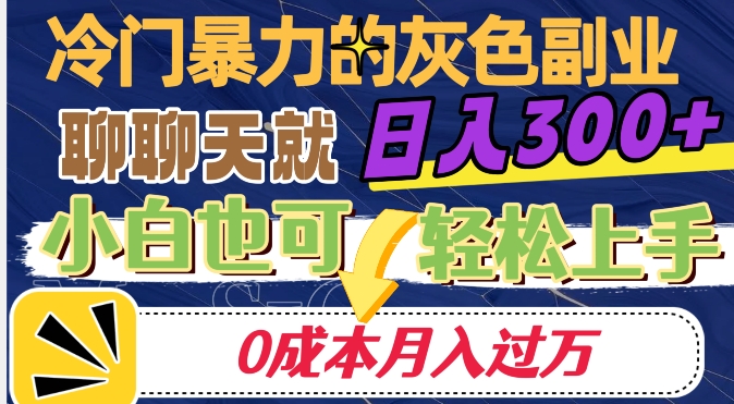 冷门暴利的副业项目，聊聊天就能日入300+，0成本月入过万【揭秘】-网络创业副业兼职学习网