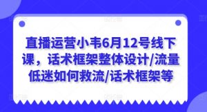 直播运营小韦6月12号线下课,话术框架整体设计/流量低迷如何救流/话术框架等-网络创业副业兼职学习网