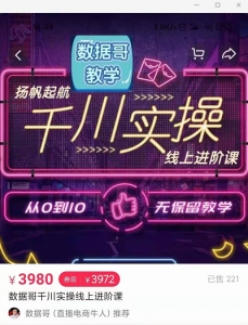 官网售价3980元的数据哥-千川实操进阶课【进阶版】 非基础版-网络创业副业兼职学习网