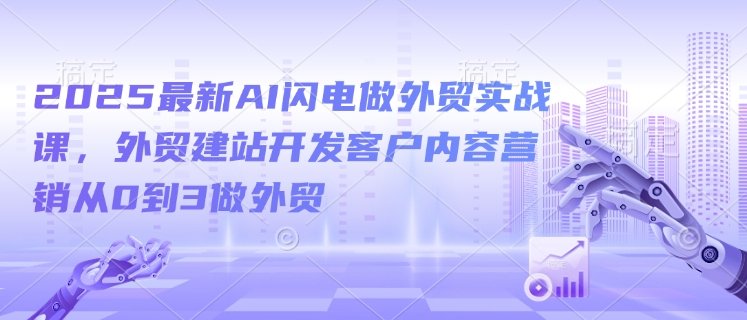 2025最新AI闪电做外贸实战课，外贸建站开发客户内容营销从0到3做外贸-网络创业副业兼职学习网