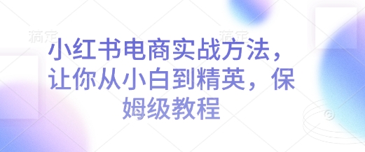小红书电商实战方法，让你从小白到精英，保姆级教程-网络创业副业兼职学习网