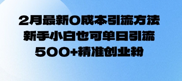 2月最新0成本引流方法，新手小白也可单日引流500+精准创业粉-网络创业副业兼职学习网