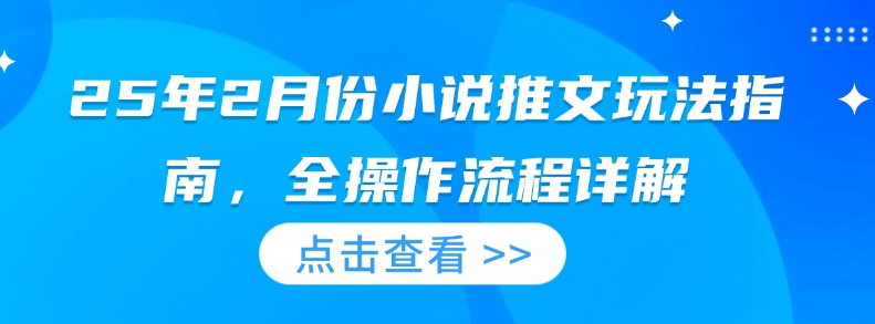25年2月份小说推文玩法指南，全操作流程详解-网络创业副业兼职学习网