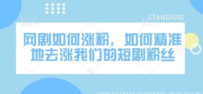 网剧如何涨粉，如何精准地去涨我们的短剧粉丝-网络创业副业兼职学习网