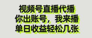视频号直播代播，你出账号我来播，单日收益轻松几张【揭秘】-网络创业副业兼职学习网