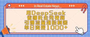 用DeepSeek做哪吒走秀视频,引爆流量涨粉利器,单日变现1k-网络创业副业兼职学习网