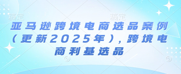 亚马逊跨境电商选品案例(更新2025年)，跨境电商利基选品-网络创业副业兼职学习网