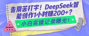 告别苦打字!DeepSeek智能创作1小时入2张?小白实操记录曝光-网络创业副业兼职学习网