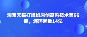 淘宝天猫打爆班原创高阶技术第66期,连环起量14法-网络创业副业兼职学习网