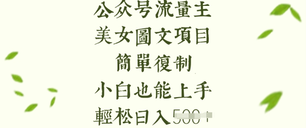 流量主长期收益项目，美女图片简单复制，小白也能上手，轻松日入5张-网络创业副业兼职学习网