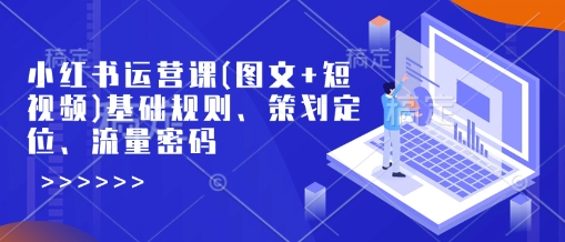 小红书运营课(图文+短视频)基础规则、策划定位、流量密码-网络创业副业兼职学习网