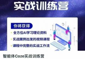 智能体Coze实战训练营，掌握新时代效率工具，让你人生即刻开挂-网络创业副业兼职学习网