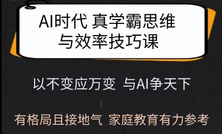 Ai时代真学霸思维与学习方法课，有格局且接地气，家庭教育有力参考-网络创业副业兼职学习网
