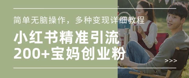 小红书混剪日引200+宝妈创业粉，简单无脑操作，多种变现详细教程-网络创业副业兼职学习网