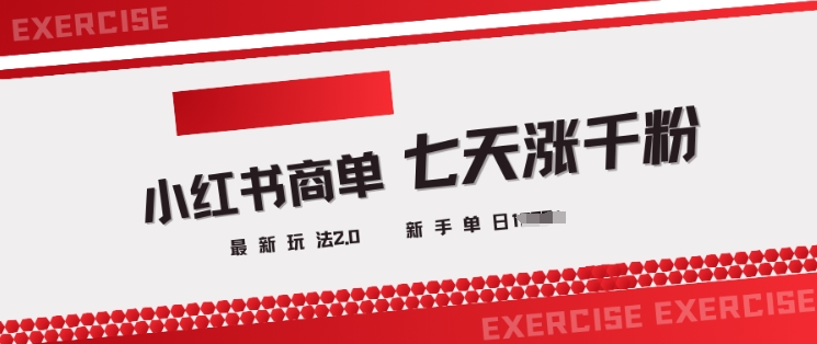小红书商单2.0最新玩法，3天涨千粉单日变现多张-网络创业副业兼职学习网
