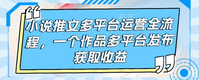 小说推文多平台运营全流程，一个作品多平台发布获取收益-网络创业副业兼职学习网