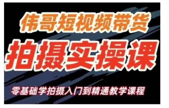 短视频带货拍摄实操课，零基础学拍摄入门到精通教学-网络创业副业兼职学习网