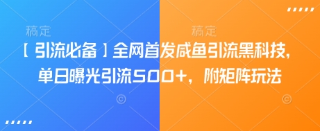 【引流必备】全网首发咸鱼引流黑科技，单日曝光引流500+，附矩阵玩法【揭秘】-网络创业副业兼职学习网