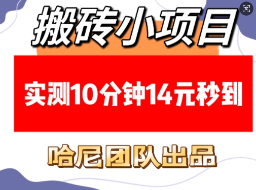 搬砖小项目，实测10分钟14元秒到，每天稳定几张(赠送必看稳定)-网络创业副业兼职学习网
