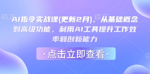 AI指令实战课(更新2月)，从基础概念到高级功能，利用AI工具提升工作效率和创新能力-网络创业副业兼职学习网