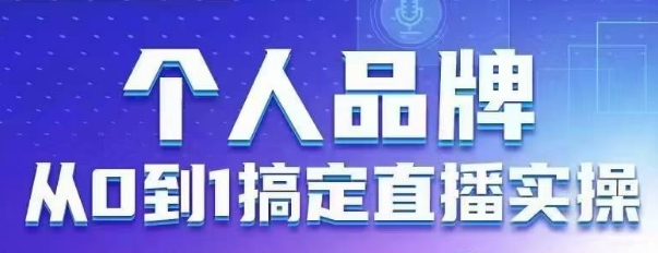 个人品牌：从0到1搞定直播实操，用直播为你的个人品牌赋能，六大实操板块，放大个人影响力-网络创业副业兼职学习网