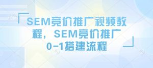 SEM竞价推广视频教程,SEM竞价推广0-1搭建流程-网络创业副业兼职学习网