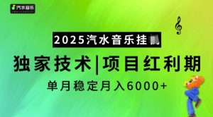 2025汽水音乐挂JI,独家技术,项目红利期,稳定月入5k【揭秘】-网络创业副业兼职学习网