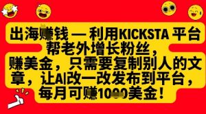 利用kicksta平台帮老外涨粉挣美金，每月收益1000美刀-网络创业副业兼职学习网