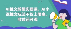 AI推文剪辑实操课，AI小说推文玩法不仅上限高，收益还可观-网络创业副业兼职学习网