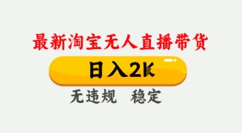 4月最新淘宝无人直播带货，日入数张，不违规不封号，独家技术，操作简单【揭秘】-网络创业副业兼职学习网