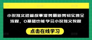小说推文短篇故事混剪最新剪辑实操全流程,0基础也能学会小说推文教程,肯干多发日入多张-网络创业副业兼职学习网