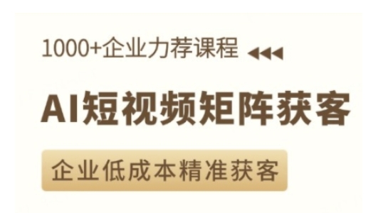AI短视频矩阵获客实操课，企业低成本精准获客-网络创业副业兼职学习网